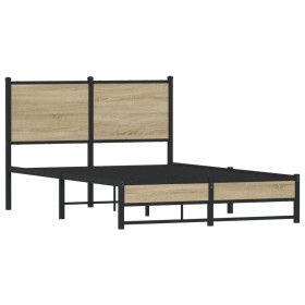 vidaXL Metallbett ohne Matratze Sonoma-Eiche 120x200 cm