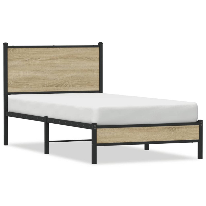 vidaXL Metallbett ohne Matratze Sonoma-Eiche 80x200 cm vidaXL Metallbett ohne Matratze Sonoma-Eiche 80x200 cm