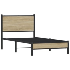 vidaXL Metallbett ohne Matratze Sonoma-Eiche 80x200 cm