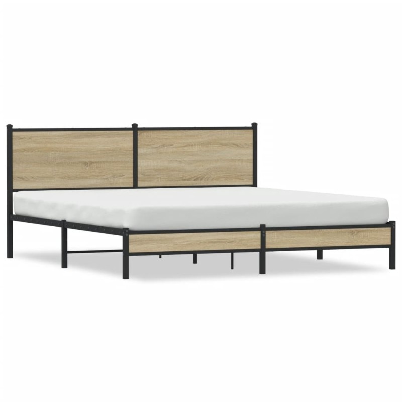 vidaXL Metallbett ohne Matratze Sonoma-Eiche 160x200 cm