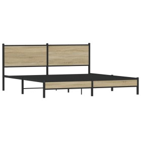 vidaXL Metallbett ohne Matratze Sonoma-Eiche 160x200 cm