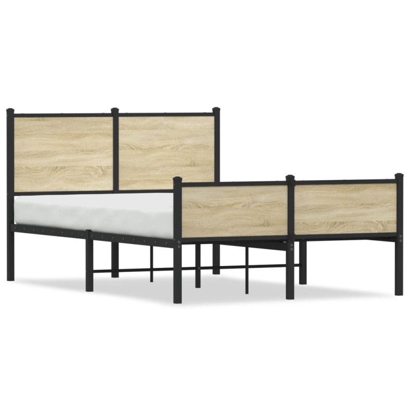 vidaXL Metallbett ohne Matratze Sonoma-Eiche 120x190 cm vidaXL Metallbett ohne Matratze Sonoma-Eiche 120x190 cm