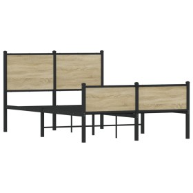 vidaXL Metallbett ohne Matratze Sonoma-Eiche 120x190 cm