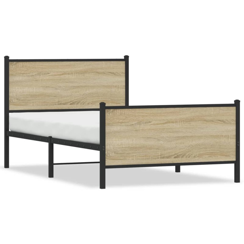 vidaXL Metallbett ohne Matratze Sonoma-Eiche 100x190 cm vidaXL Metallbett ohne Matratze Sonoma-Eiche 100x190 cm