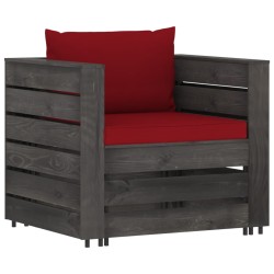 2-tlg. Garten-Lounge-Set mit Kissen Grau Imprägniertes Holz