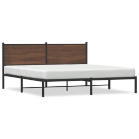 vidaXL Metallbett ohne Matratze Braun Eichen-Optik 160x200 cm
