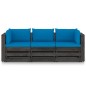 3-Sitzer Outdoor-Sofa mit Kissen Grau Imprägniertes Kiefernholz 3-Sitzer Outdoor-Sofa mit Kissen Grau Imprägniertes Kiefernholz