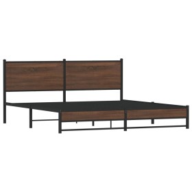vidaXL Metallbett ohne Matratze Braun Eichen-Optik 160x200 cm