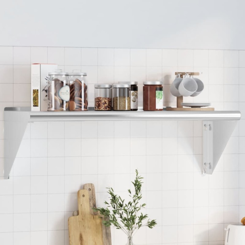 vidaXL Wandregal 100x30x31 cm Silbern Edelstahl vidaXL Wandregal 100x30x31 cm Silbern Edelstahl