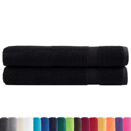 vidaXL Premium-Handtücher SOLUND 2 Stk. Schwarz 100x200 cm 600 g/m²