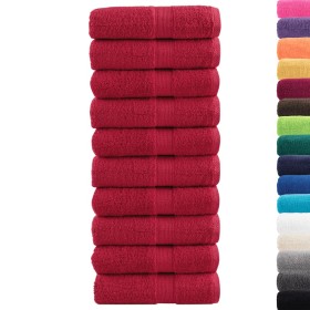 vidaXL Premium-Gästetücher SOLUND 10 Stk. Rot 30x50 cm 600 g/m²