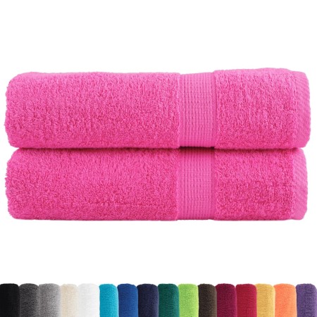 vidaXL Premium-Duschtücher SOLUND 2 Stk. Rosa 70x140 cm 600 g/m²