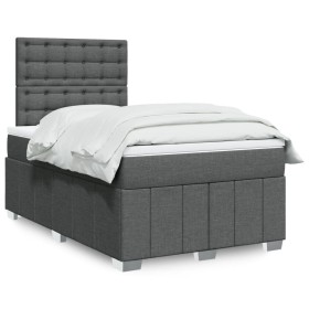 vidaXL Boxspringbett mit Matratze Dunkelgrau 120x200 cm Stoff