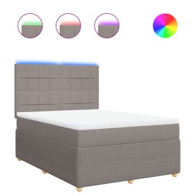 vidaXL Boxspringbett mit Matratze Taupe 140x190 cm Stoff