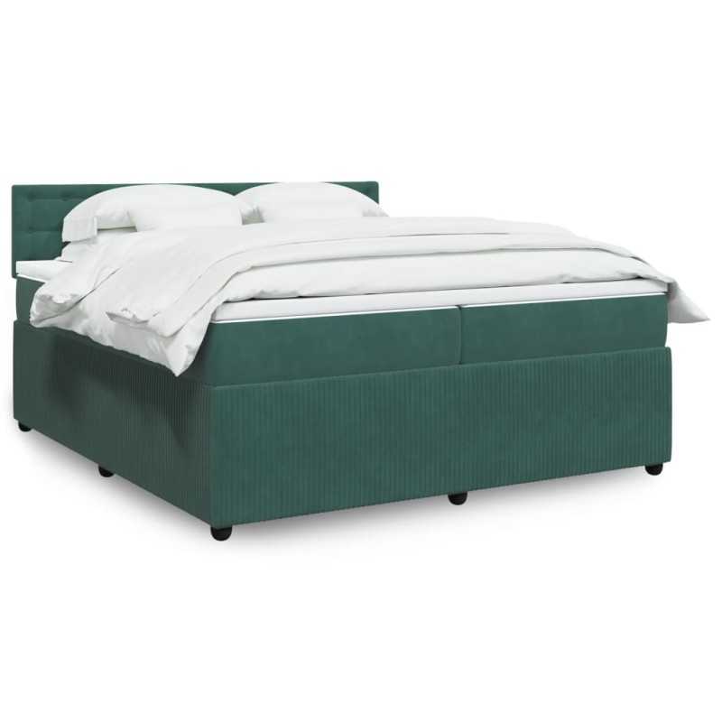 vidaXL Boxspringbett mit Matratze Dunkelgrün 200x200 cm Samt vidaXL Boxspringbett mit Matratze Dunkelgrün 200x200 cm Samt