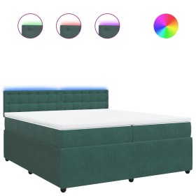 vidaXL Boxspringbett mit Matratze Dunkelgrün 200x200 cm Samt