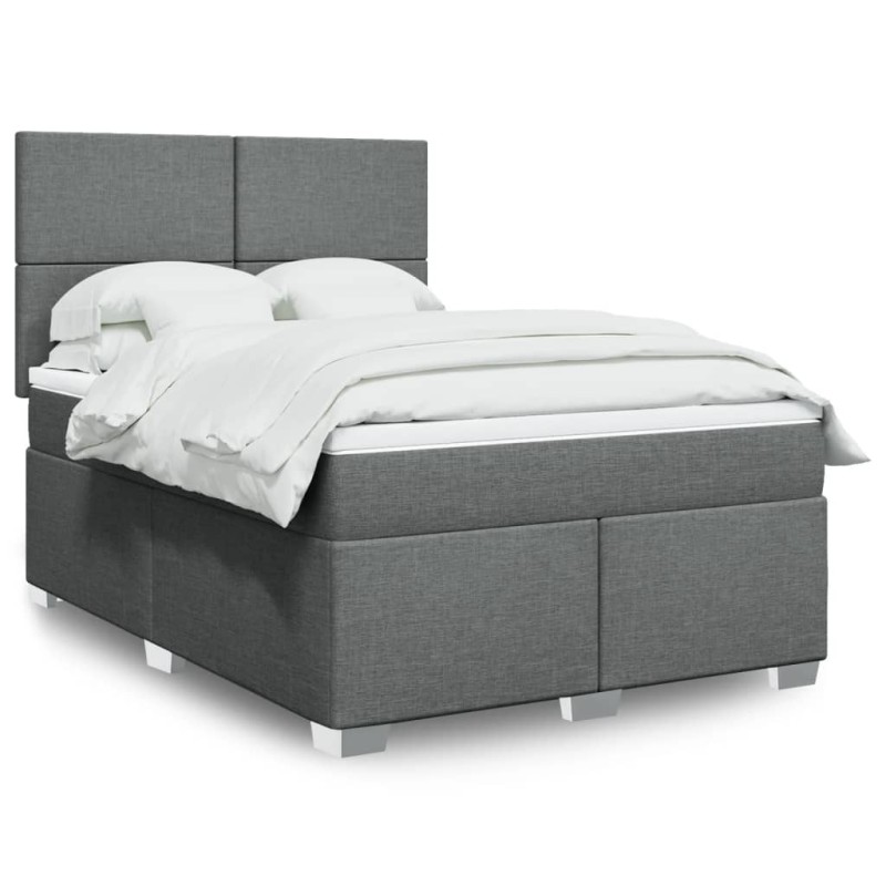 vidaXL Boxspringbett mit Matratze Dunkelgrau 140x200 cm Stoff vidaXL Boxspringbett mit Matratze Dunkelgrau 140x200 cm Stoff