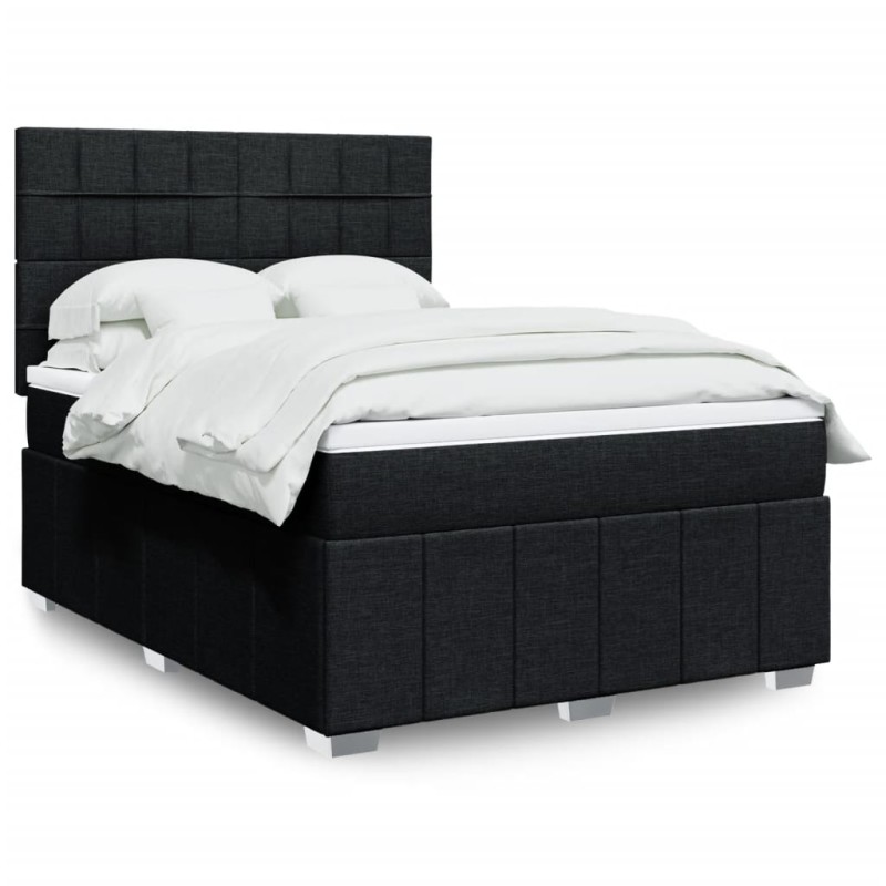 vidaXL Boxspringbett mit Matratze Schwarz 140x190 cm Stoff vidaXL Boxspringbett mit Matratze Schwarz 140x190 cm Stoff