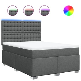 vidaXL Boxspringbett mit Matratze Dunkelgrau 140x200 cm Stoff