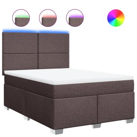vidaXL Boxspringbett mit Matratze Dunkelbraun 140x200 cm Stoff
