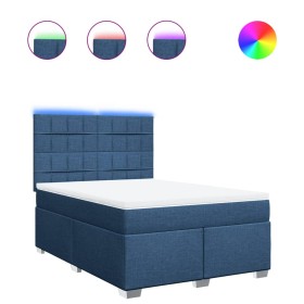 vidaXL Boxspringbett mit Matratze Blau 160x200 cm Stoff