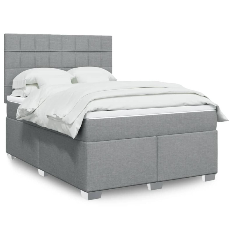 vidaXL Boxspringbett mit Matratze Hellgrau 140x200 cm Stoff vidaXL Boxspringbett mit Matratze Hellgrau 140x200 cm Stoff