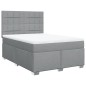 vidaXL Boxspringbett mit Matratze Hellgrau 140x200 cm Stoff vidaXL Boxspringbett mit Matratze Hellgrau 140x200 cm Stoff