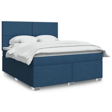 vidaXL Boxspringbett mit Matratze Blau 180x200 cm Stoff