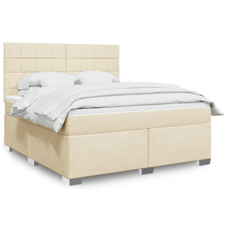 vidaXL Boxspringbett mit Matratze Creme 180x200 cm Stoff vidaXL Boxspringbett mit Matratze Creme 180x200 cm Stoff