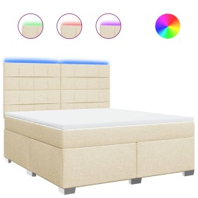 vidaXL Boxspringbett mit Matratze Creme 180x200 cm Stoff