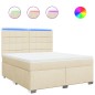 vidaXL Boxspringbett mit Matratze Creme 180x200 cm Stoff vidaXL Boxspringbett mit Matratze Creme 180x200 cm Stoff