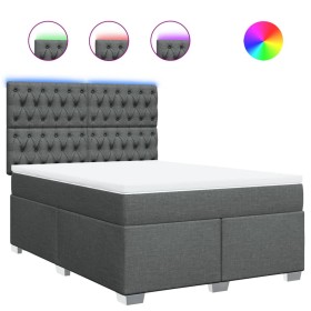 vidaXL Boxspringbett mit Matratze Dunkelgrau 160x200 cm Stoff