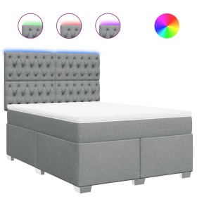 vidaXL Boxspringbett mit Matratze Hellgrau 140x200 cm Stoff