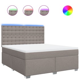 vidaXL Boxspringbett mit Matratze Taupe 180x200 cm Stoff