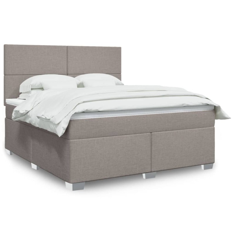 vidaXL Boxspringbett mit Matratze Taupe 180x200 cm Stoff vidaXL Boxspringbett mit Matratze Taupe 180x200 cm Stoff