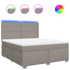 vidaXL Boxspringbett mit Matratze Taupe 180x200 cm Stoff