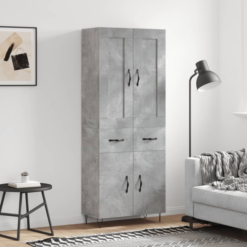 Highboard Betongrau 69,5x34x180 cm Holzwerkstoff Highboard Betongrau 69,5x34x180 cm Holzwerkstoff
