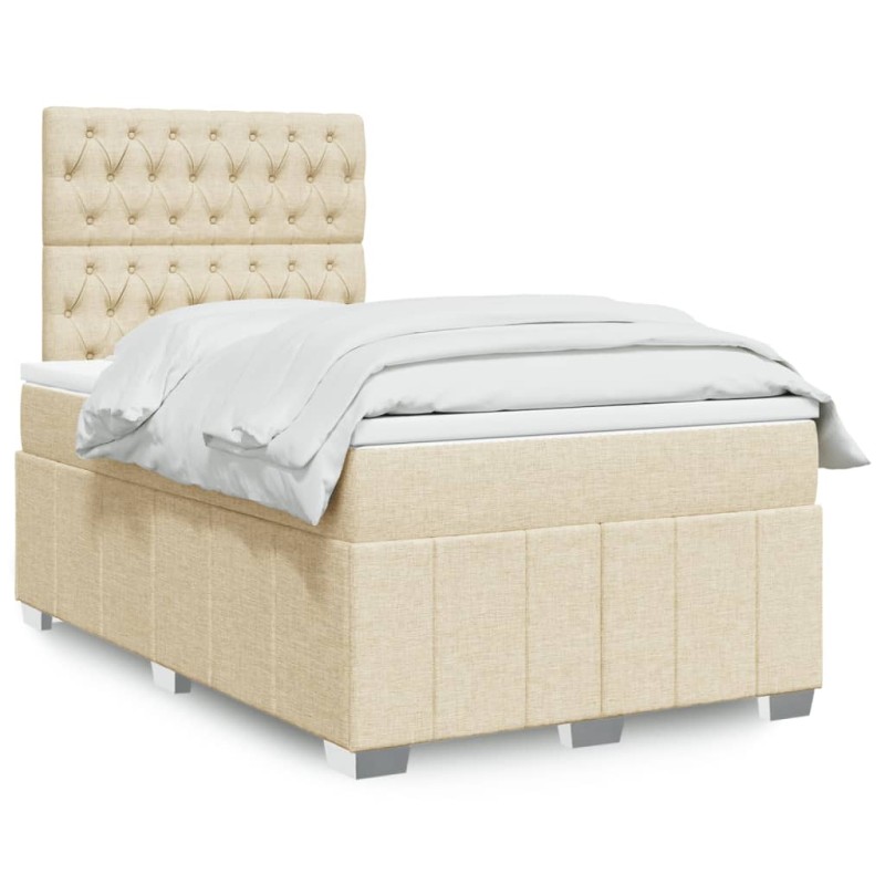 vidaXL Boxspringbett mit Matratze Creme 120x200 cm Stoff vidaXL Boxspringbett mit Matratze Creme 120x200 cm Stoff