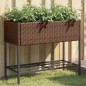 vidaXL Pflanzkübel mit Ablage Braun Poly Rattan vidaXL Pflanzkübel mit Ablage Braun Poly Rattan
