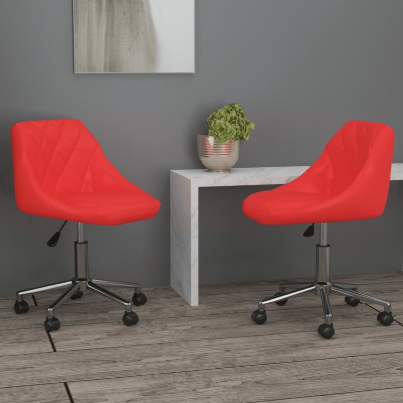 Esszimmerstühle 2 Stk. Drehbar Rot Kunstleder Esszimmerstühle 2 Stk. Drehbar Rot Kunstleder