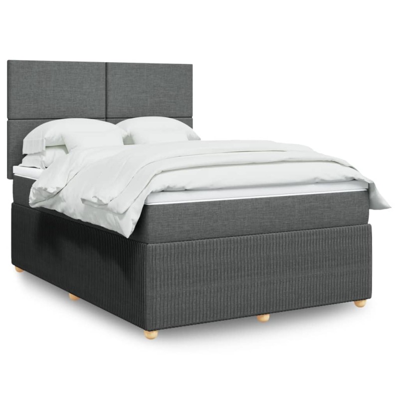 vidaXL Boxspringbett mit Matratze Dunkelgrau 140x190 cm Stoff vidaXL Boxspringbett mit Matratze Dunkelgrau 140x190 cm Stoff