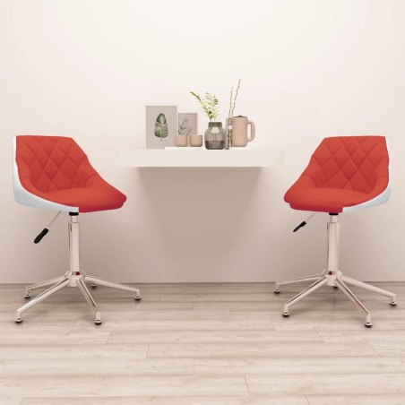 Esszimmerstühle 2 Stk. Drehbar Rot und Weiß Kunstleder