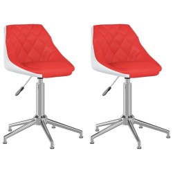 Esszimmerstühle 2 Stk. Drehbar Rot und Weiß Kunstleder