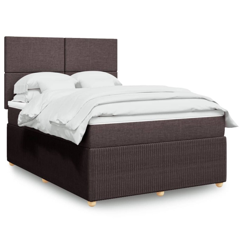 vidaXL Boxspringbett mit Matratze Dunkelbraun 140x190 cm Stoff vidaXL Boxspringbett mit Matratze Dunkelbraun 140x190 cm Stoff