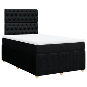 vidaXL Boxspringbett mit Matratze Schwarz 120x200 cm Stoff