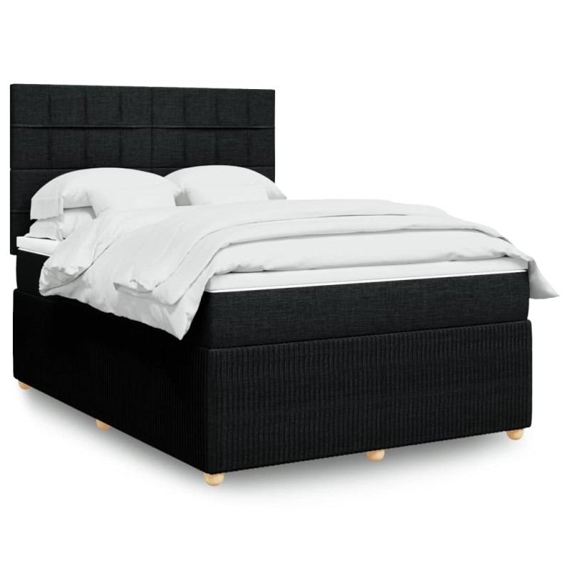vidaXL Boxspringbett mit Matratze Schwarz 140x190 cm Stoff vidaXL Boxspringbett mit Matratze Schwarz 140x190 cm Stoff