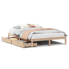 vidaXL Massivholzbett ohne Matratze 150x200 cm Kiefernholz