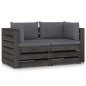 2-Sitzer Outdoor-Sofa mit Kissen Grau Imprägniertes Kiefernholz 2-Sitzer Outdoor-Sofa mit Kissen Grau Imprägniertes Kiefernholz