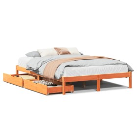 vidaXL Massivholzbett ohne Matratze Wachsbraun 140x190 cm Kiefernholz