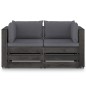 2-Sitzer Outdoor-Sofa mit Kissen Grau Imprägniertes Kiefernholz 2-Sitzer Outdoor-Sofa mit Kissen Grau Imprägniertes Kiefernholz